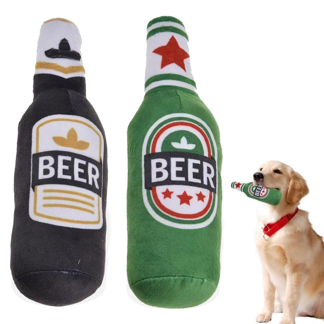 Giocattoli Per Cani A Forma Di Birra - 2 Bottiglie Con Squeaker, Per Taglie Piccole/Medie/Grandi - Foto 4