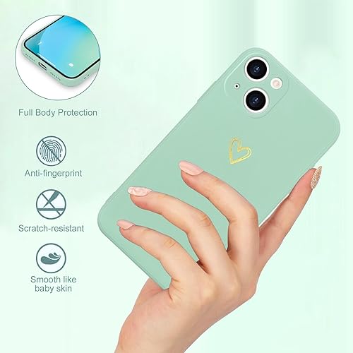 Miniatura 2 de Funda para iPhone 13, bonita funda delgada a prueba de golpes con soporte de carga inalámbrica y protección, verde menta