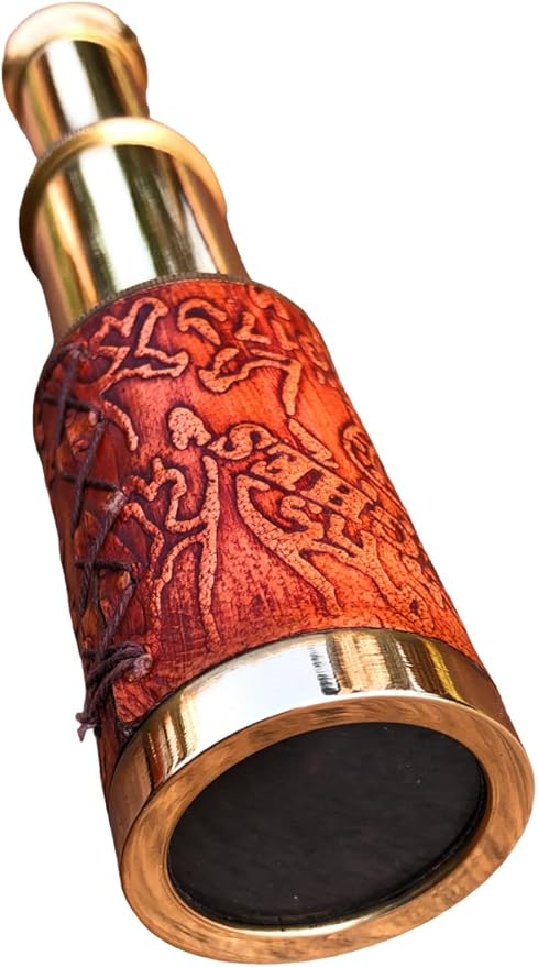 Telescopio Pirata de Latón Portátil 6" con Estuche, Náutico, Regalo miniatura 4