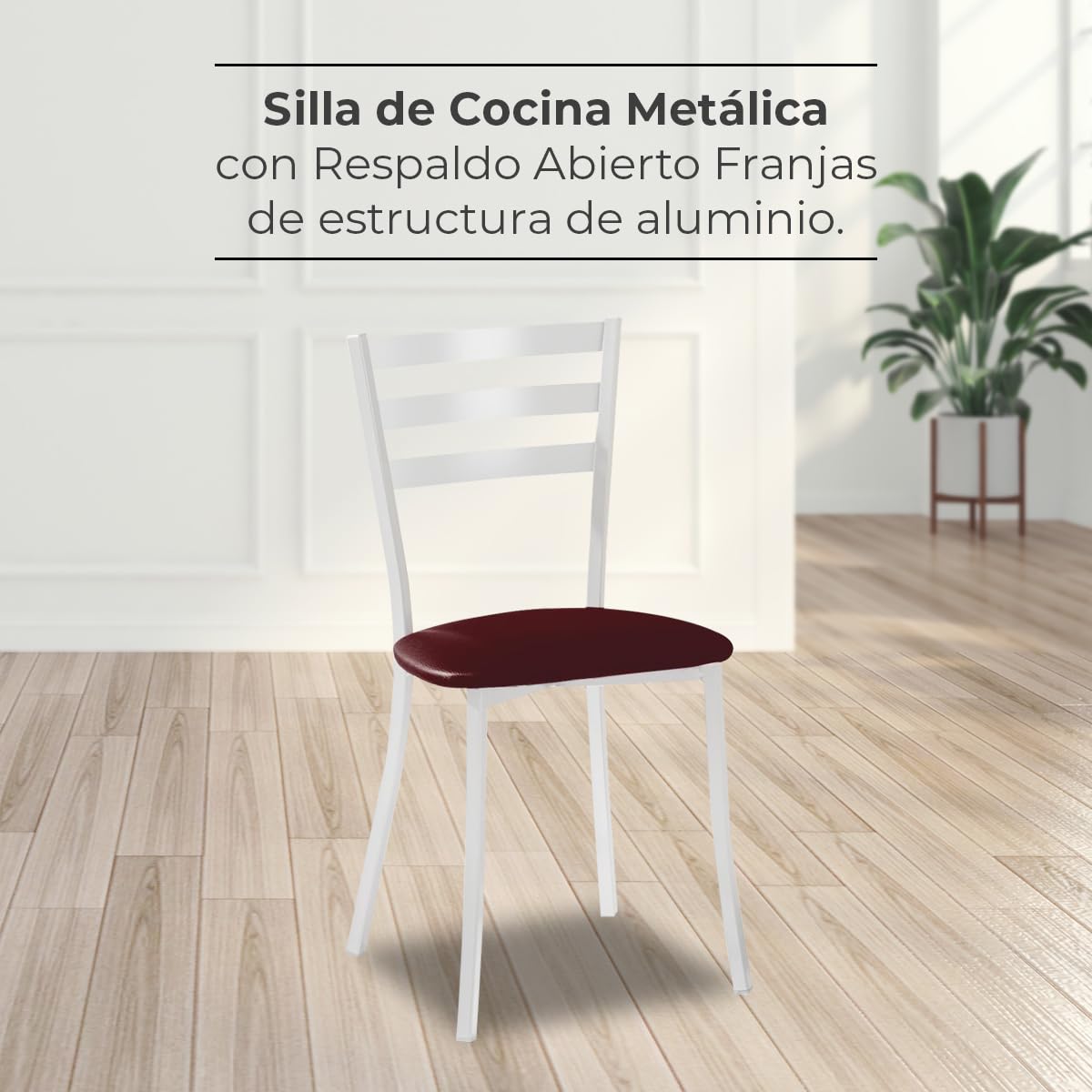 ASTIMESA SCMBLBU Due sedie da Cucina, Metallo Similpelle Alluminio, Bordeaux, Altura de asiento 45 CMS