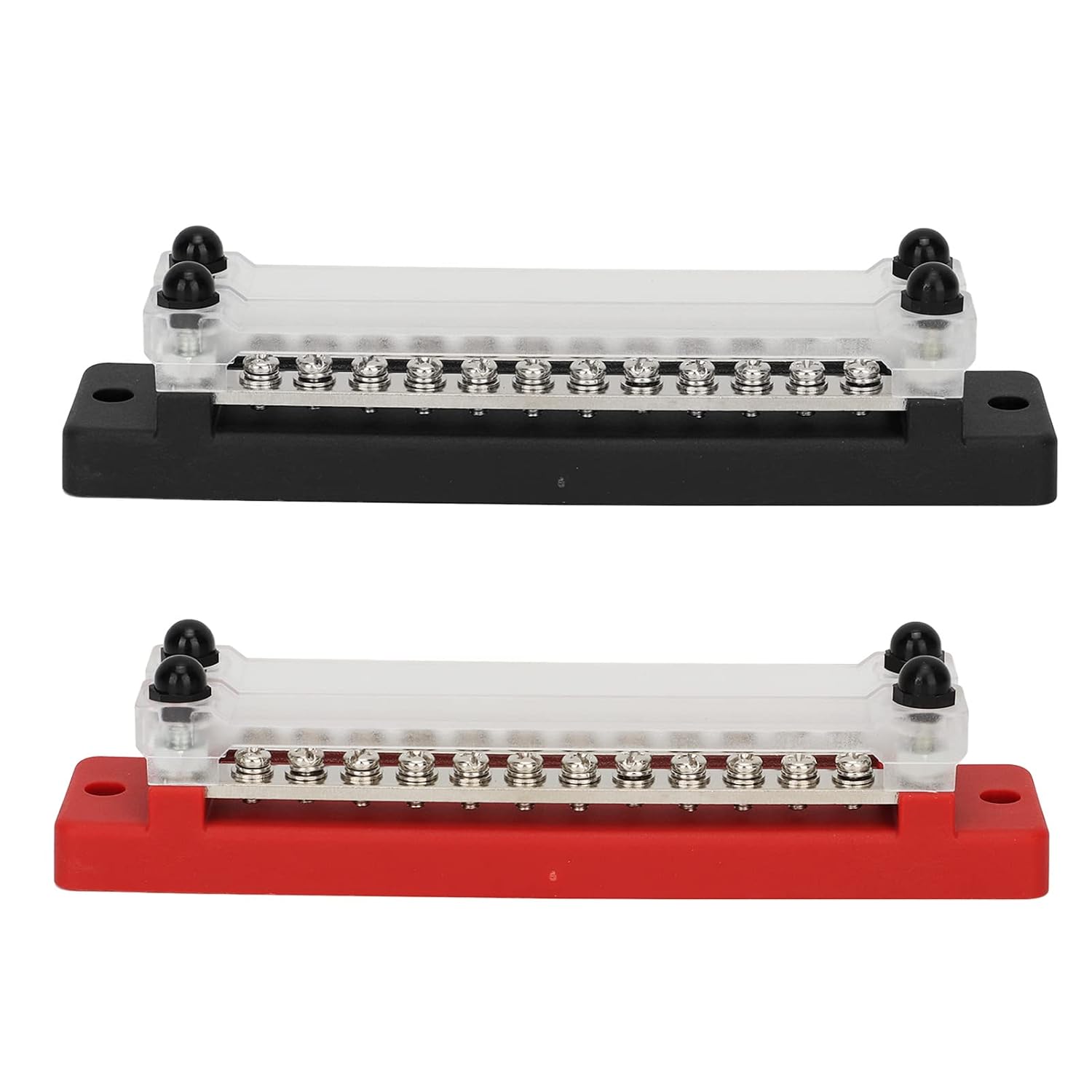 Brilluxa Terminal Block, 12-Way 150A Bus Bar Power Distribution Block, 12-48V DC Battery Terminal Strip for Boat Marine RV Car Audio Wiring, Screw Stud Connector