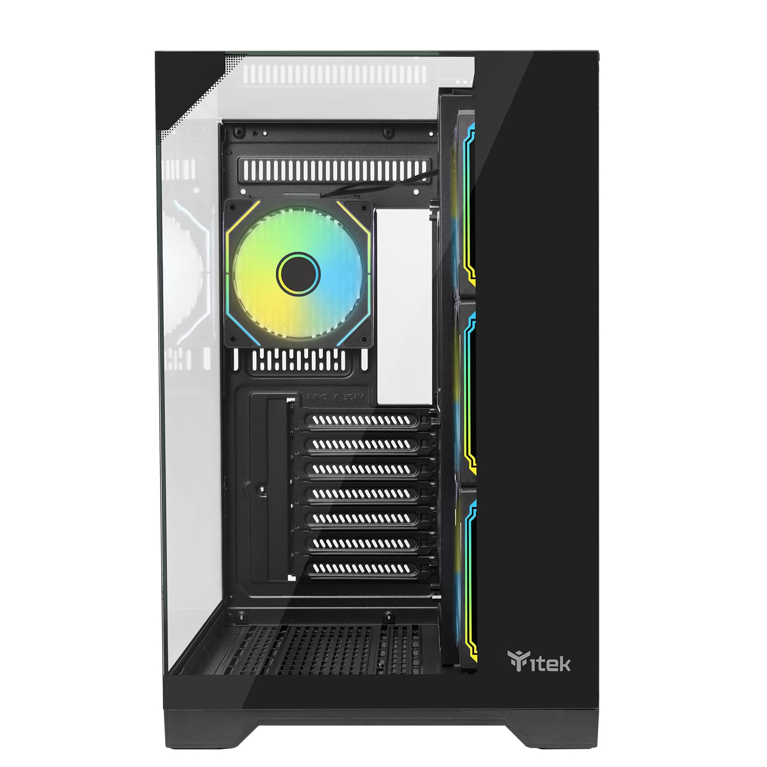 Itek Case DARK CAVE PANO - Gaming Tower- ATX- 4x12cm ARGB fan- 2xUSB3- Type-C- parete laterale, frontale e superiore in vetro temperato