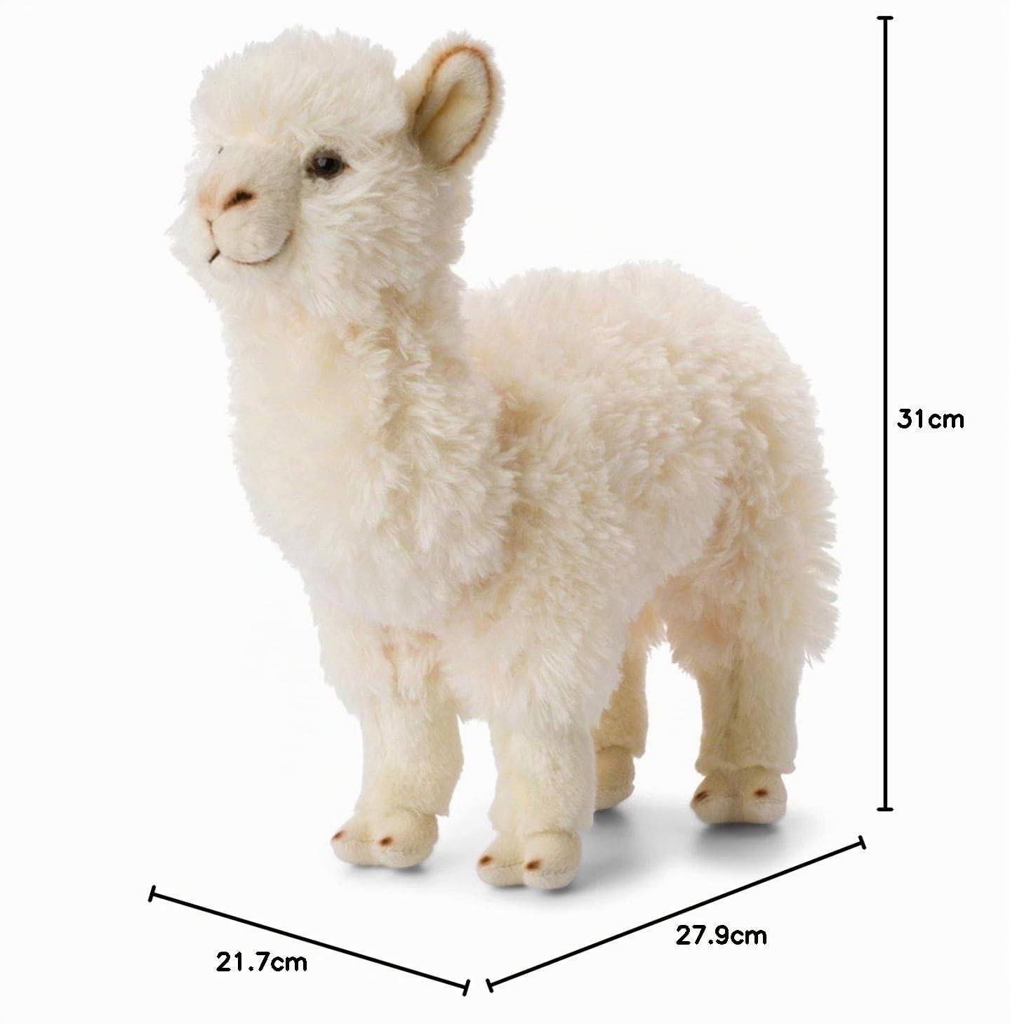WWF Plüschtier Alpaga, realistisch, mit vielen ähnlichen Details – weich und flexibel, CE-Norm, Weiß – Höhe 31 cm, 15198001
