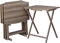 Vista 1 de Juego de 5 mesas plegables XL de gran tamaño (4 bandejas, 1 soporte), bandejas para comer de 4 con soporte, mesa de comedor plegable