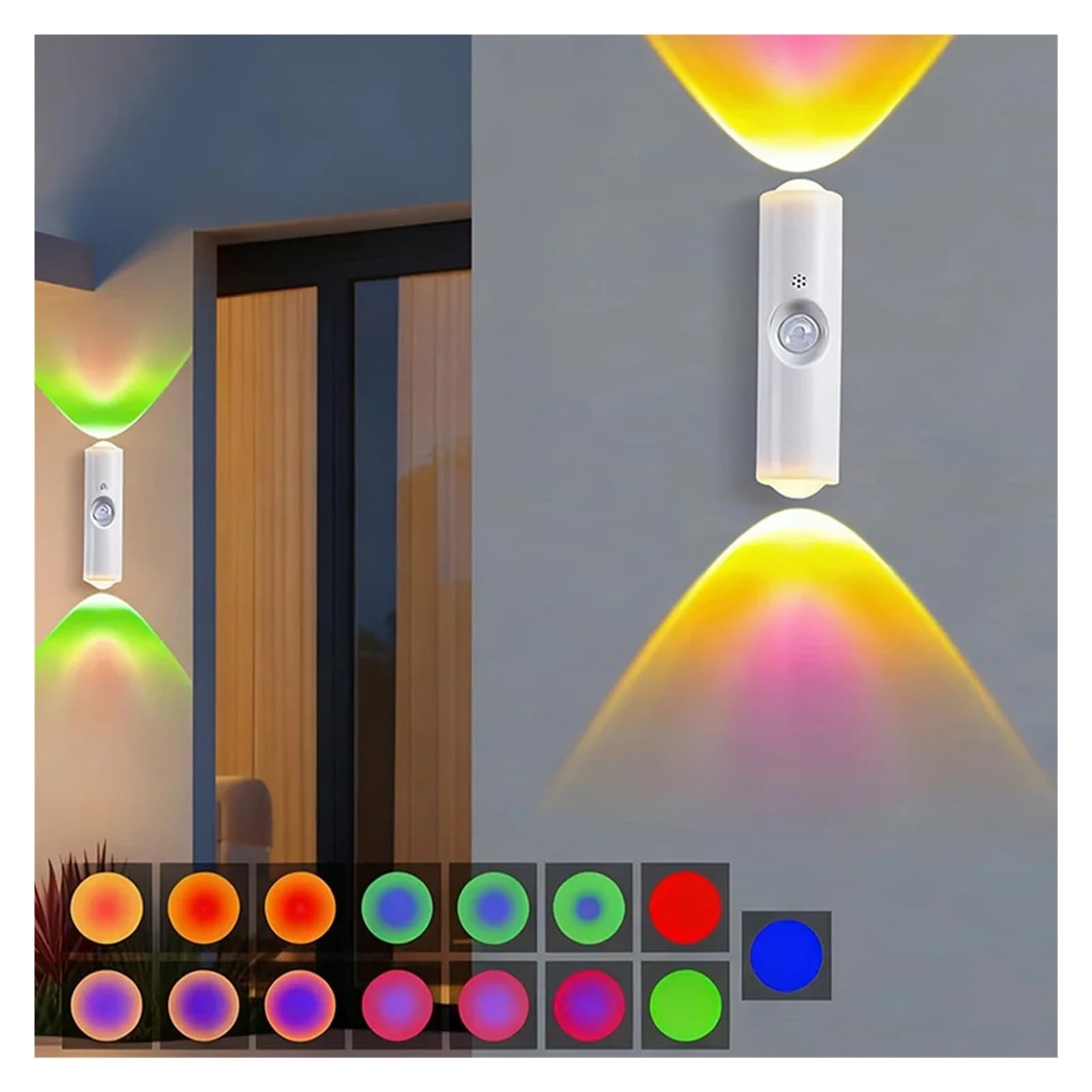 Lámpara De Pared Con Sensor Movimiento Inalámbrico, Recargable Y Imán, Luz Cálida, Ideal For Escaleras, Armarios, Pasillos Decoración Habitaciones(White,RGB)