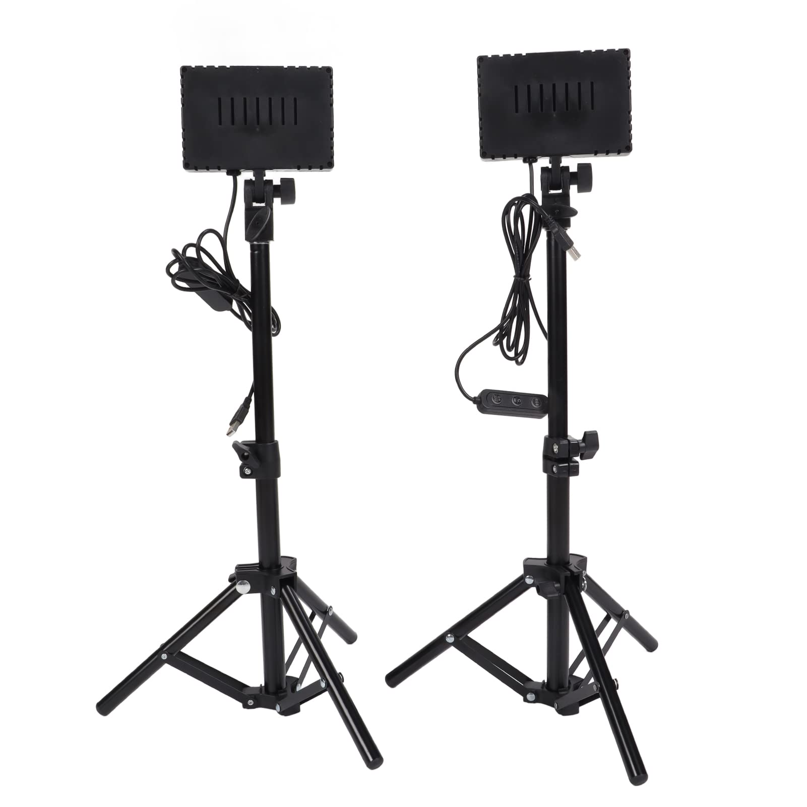 Regulowana Lampa Wideo LED USB z Mini Statywem do Transmisji Strumieniowej na żywo Vlogów, 144 szt. X 2 Koraliki, Przenośne Oświetlenie Kamery do Powiększania, Czarna