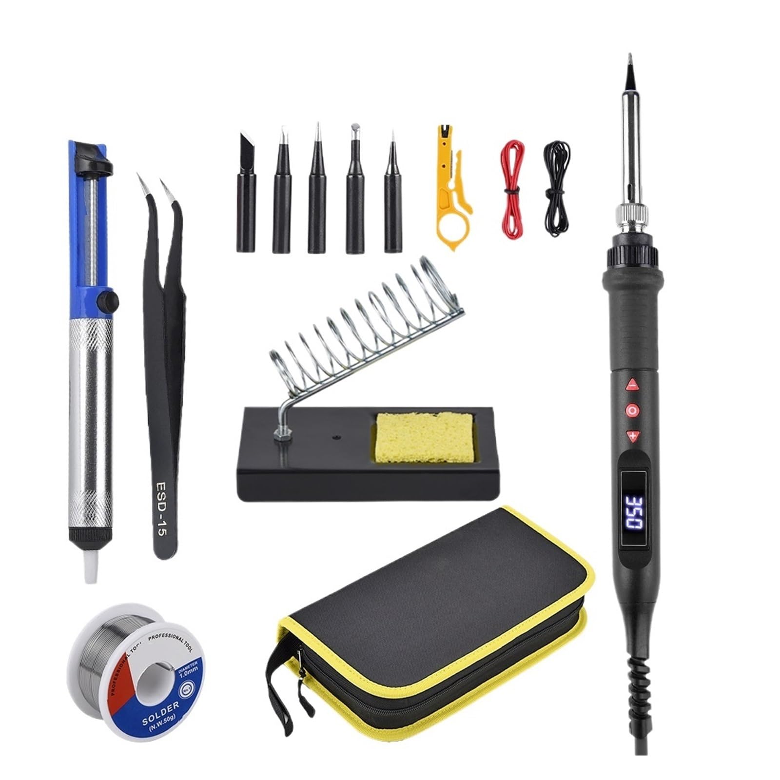 Zestaw Lutownicy Z Regulacją Temperatury 908U Wyświetlacz LCD Inteligentny Przełącznik 80 W Przenośne Narzędzie Do Lutowania(Black)