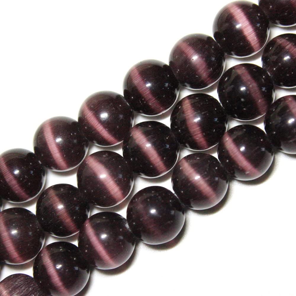 JARTCBeads for Energy Bracelets Yoga Bracelet DIY Bracelet Stone Beads Cat Eye Stone (6mm, Fuchsia)