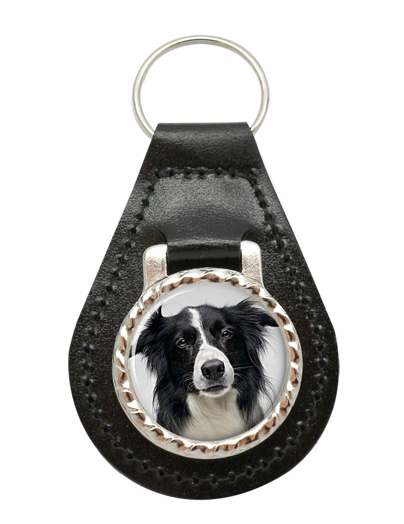 Giftshop UK Border Collie Leather Key Fob