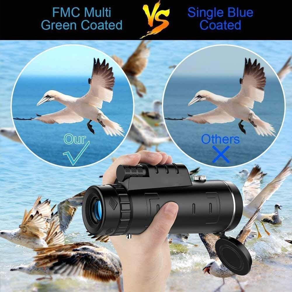 Monokular-Teleskop, 12 x 50, leistungsstarkes BAK4-Prisma, FMC-Beschichtung, Smartphone-Stativhalterungsadapter, perfekt für Vogelbeobachtung, Wandern, Konzerte, Wildtie