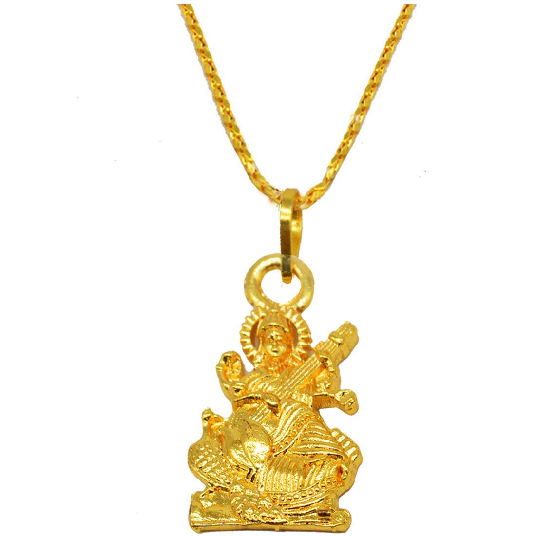 Sullery Religious Jewelry Saraswati MATA Locket Gold Brass Necklace Pendant (B0BQRHSR5N) Amazon Price History, Amazon Price Tracker