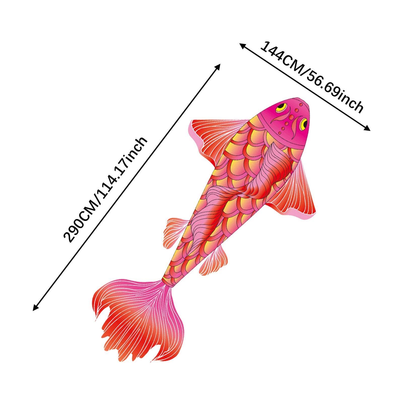 YIJU Koi Kite Carp Kites for Adults Children Game Activity Easy Assembly Fish Kites Easy Flyer Kites for Lawn Backyard Beach Trip, Red