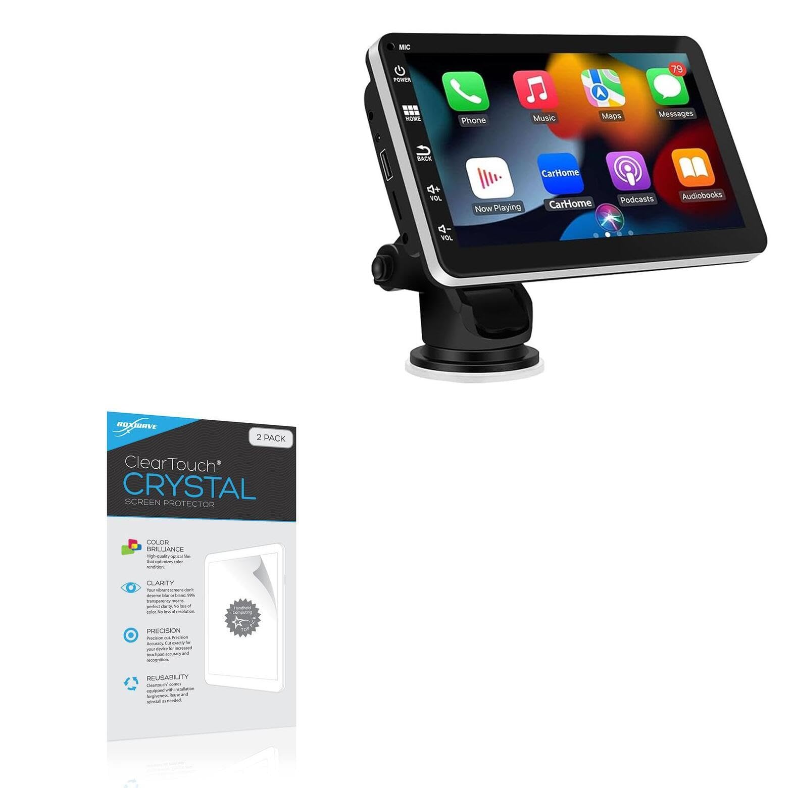 BoxWave Screen Protector Compatible with Kyltoor q7s Wireless CarPlay & Android Auto (7 in) - ClearTouch Crystal (2-Pack), HD Film Skin - Shields from Scratches