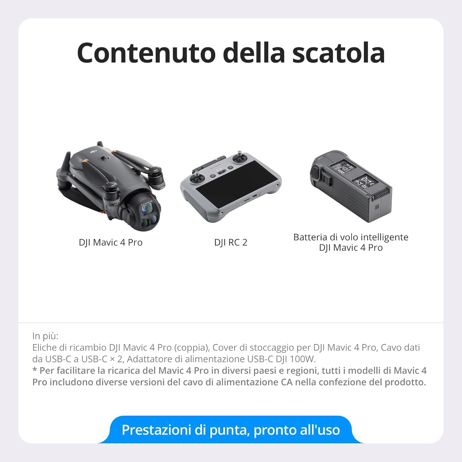 DJI Mavic 4 Pro con DJI RC 2, drone di punta con tripla fotocamera | Fotocamera Hasselblad da 100 MP con CMOS 4/3, drone per professionisti, trasmissione video a 30 km, volo fino a 51 minuti