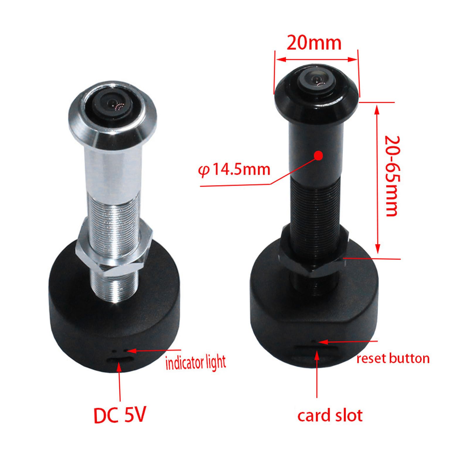 VBESTLIFE Telecamera per Spioncino 1080P, Telecamera per Foro per Porta con Obiettivo Grandangolare da 170° per Tuya, Rilevamento del Movimento, Visione Notturna (BLACK)