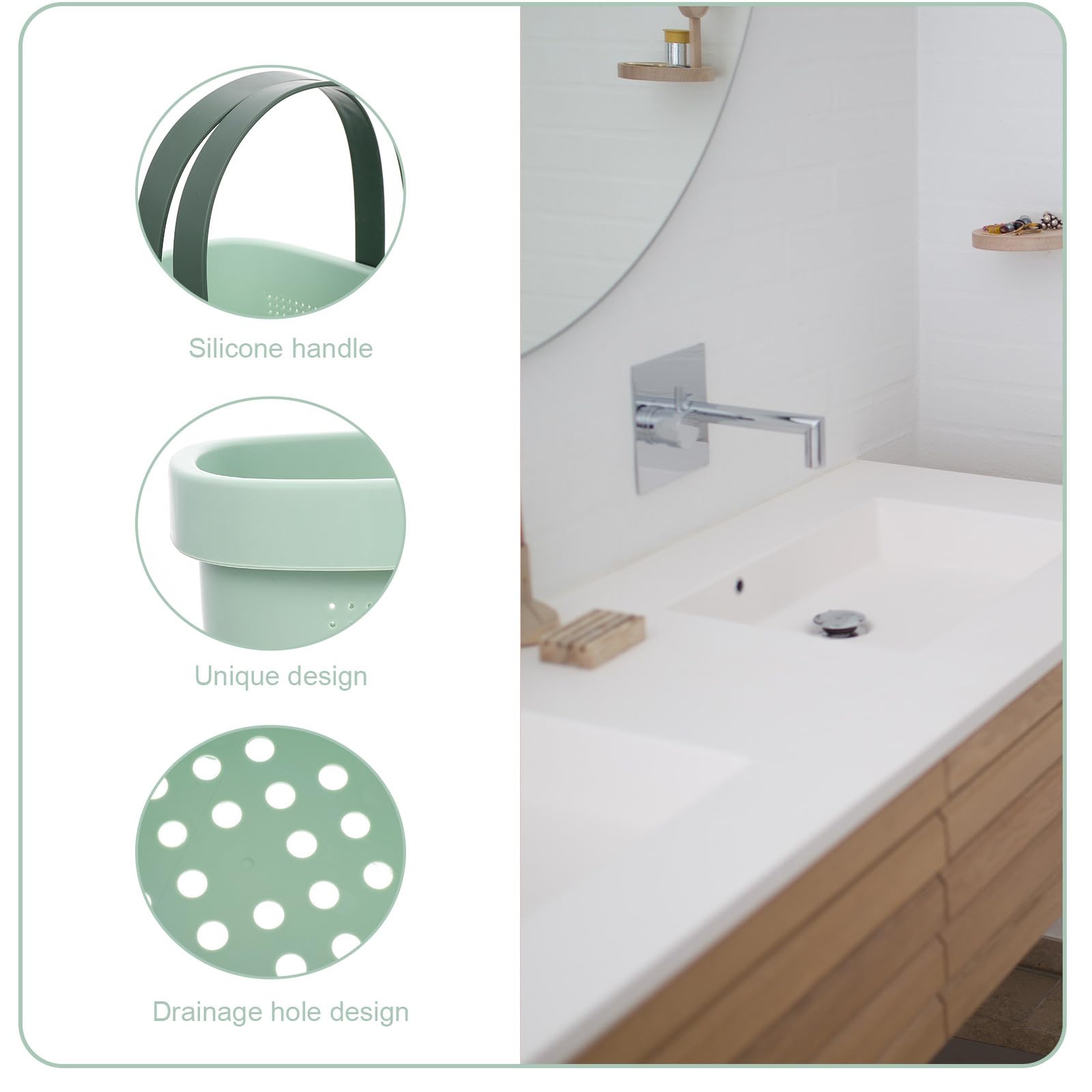 Cestino da Bagno Portatile Grande Capacità Manici in Silicone Design Scavato Organizer per Doccia e Cosmetici