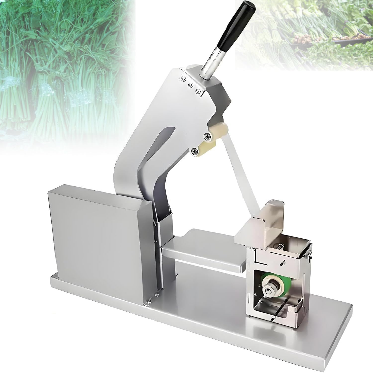 ZenHailure Semi-Automatic Vegetable Strapping Machine,Heavy-Duty Steel Build with Adjustable Height and Tension Controlmulti-hole Positioning & Lift Function,Uses Pe/Pvc Film for Bundling Veggies