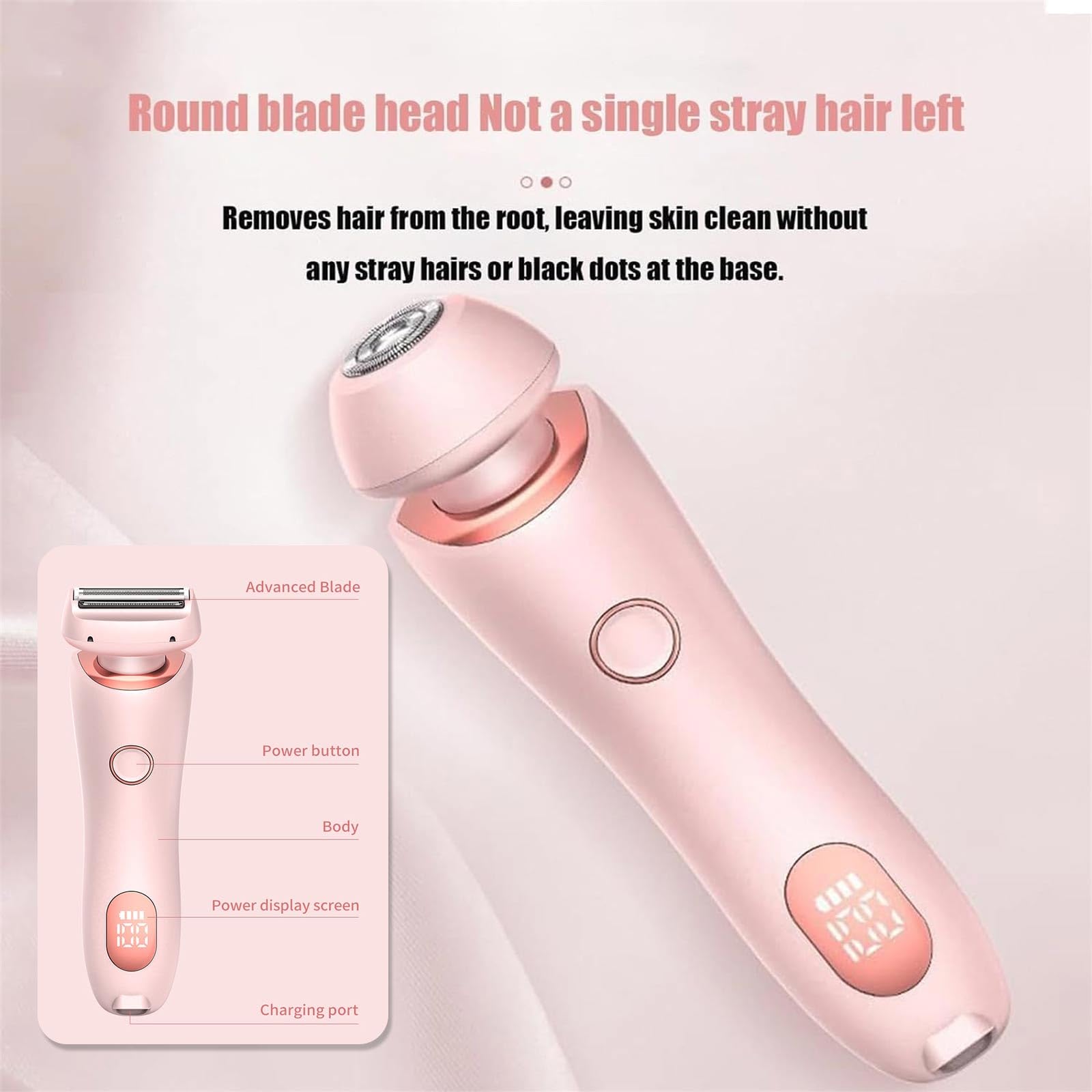 Hair Removal Device,2 in 1 Electric Shaver for Women,Portable Waterproof Electric Shaver,Wet & Dry,Painless Womens Trimmer for Face Body Leg Bikini Underarm Arm (Pink)