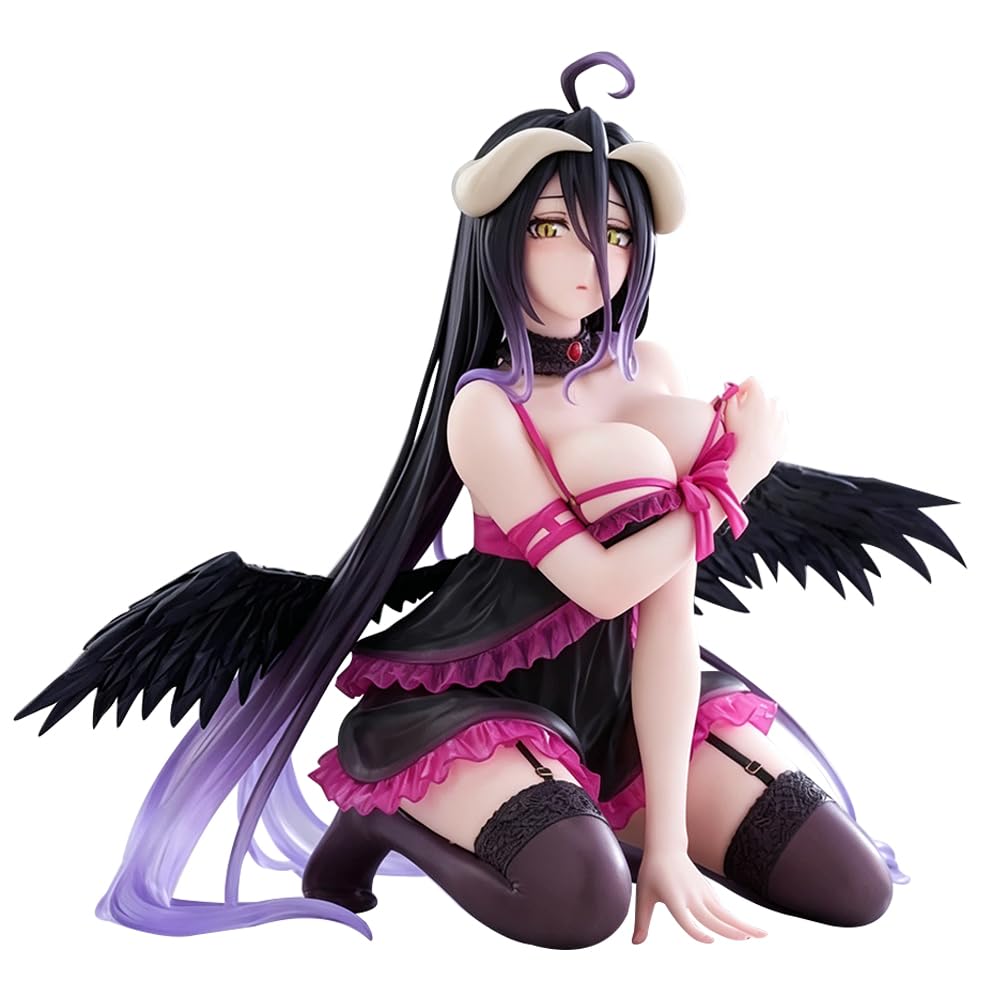 Figurine Albedo - Pyjama violet à genoux - Modèle de personnage d'anime - Figurine d'action Albedo - En PVC - Décoration de bureau - 13 cm