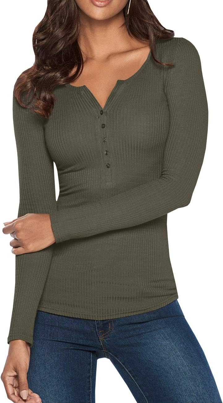 Dellytop Womens V Neck Henley Shirts 