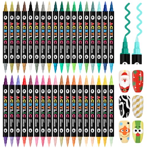 Kalolary 72 Color Nail Art Markers Set, 3D Nail Art