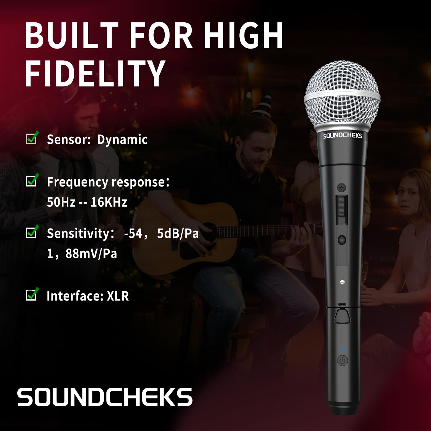 Microfoni dinamici, XLR Professionali per Studio & Live Performance Microfono portatile super cardioide per voce, podcast e registrazione (senza cavo)