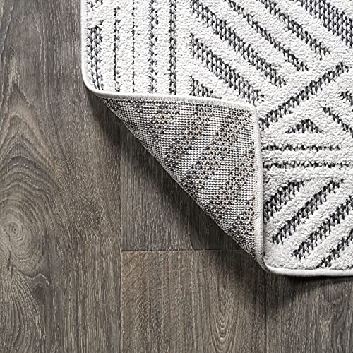 JONATHAN Y Art Deco Geometric Indoor Outdoor Runner Rug 2X10 White/Black, Jordan High-Low Pile for Backyard, Patio, Porch, Easy-Cleaning, High Traffic, Pet-Friendly, Non-Shedding (SBH103A-210) by JONATHAN Y - Image 5