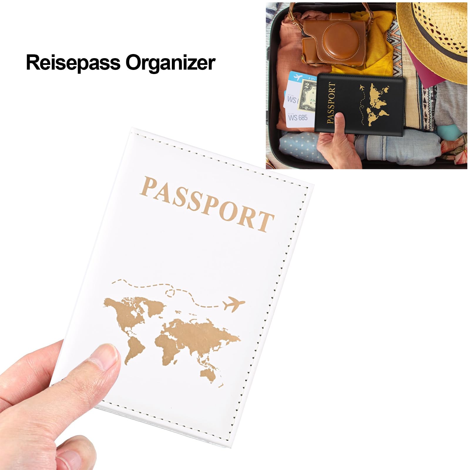 Étui pour passeport, organiseur carte et identité, support passeport et carte de crédit, noir