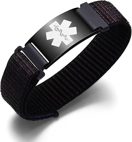 Miniatura 41 de Pulseras deportivas personalizadas de alerta médica para mujeres y hombres – Pulseras de identificación médica personalizadas con grabado gratuito