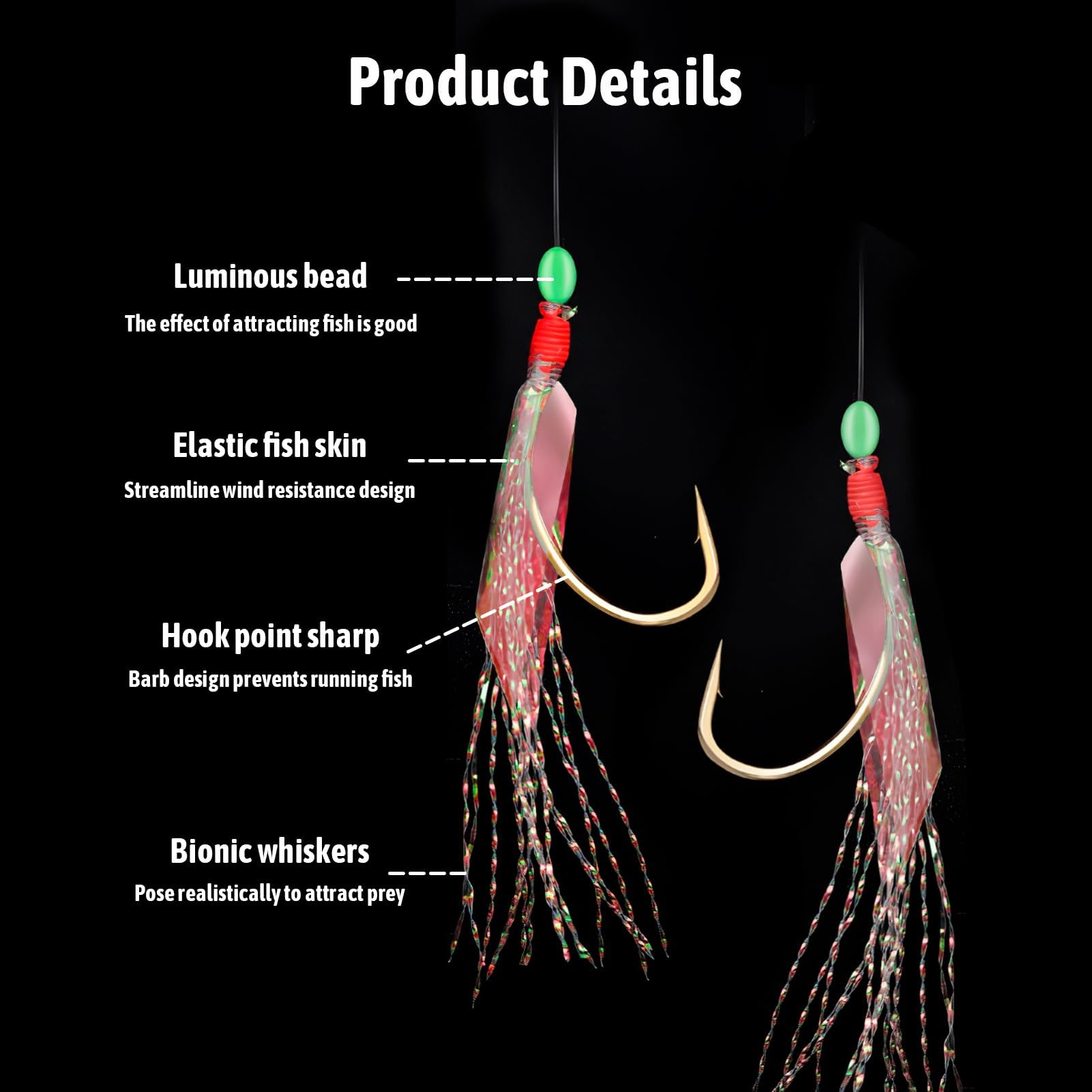Set de 30 Aparejos de Plumas de Caballa con Ganchos, Cuentas Luminosas y Señuelos Biónicos para Caballa, Abadejo, Bacalao, Arenque y Lubina