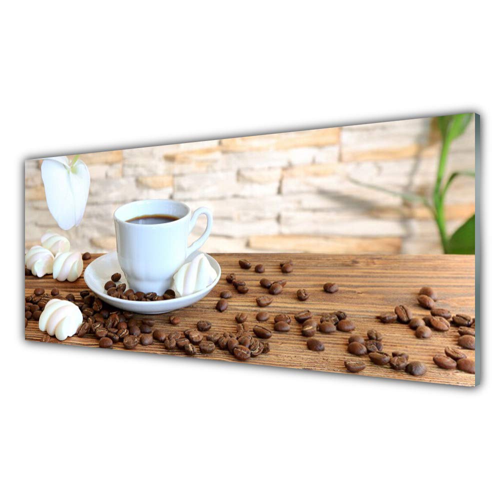 Verre trempé 125x50cm Tulup de décoration avec impression plastique grains de café