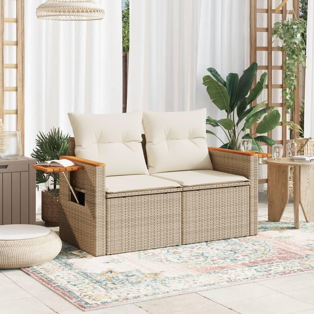Divano da Esterno 2 posti Divanetti Esterni da Giardino Salotto da Giardino Esterno Divanetti Esterno in Polyrattan-Beige-2 Posti-8