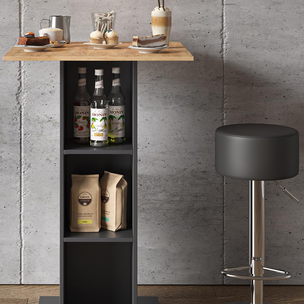 Vicco Set de Table de Bar Rodeo, Anthracite, 70x70cm