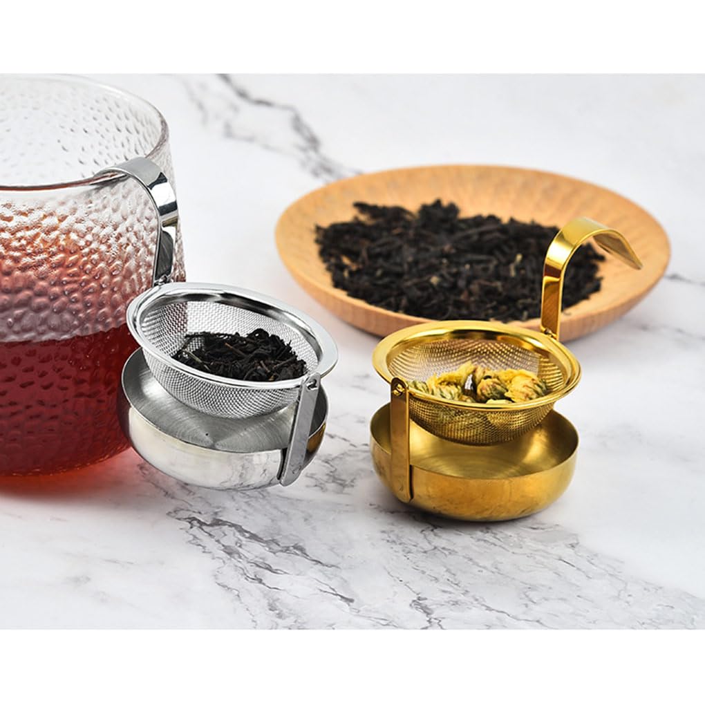 Teesieb, drehbar, feinmaschig, Filterkaffeesieb, Teegeschirr, 360 Grad drehbar, Küchenhelfer, Filterwerkzeug, goldfarben, 10 Stück