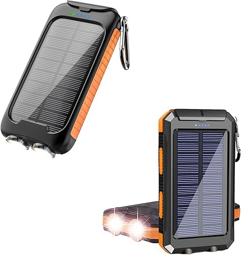 Paquete de 2 cargadores solares portátiles de 38800mAh con linternas duales (naranja)