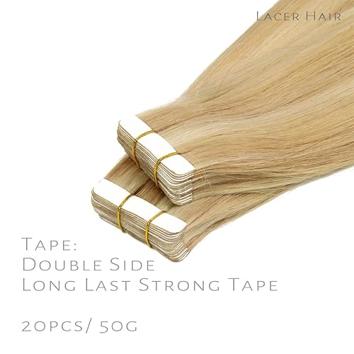 Vista 29 de Lacer Extensiones de cabello humano con cinta adhesiva, 20 pulgadas, color negro natural, 100% virgen, extensiones de cabello humano de doble cara