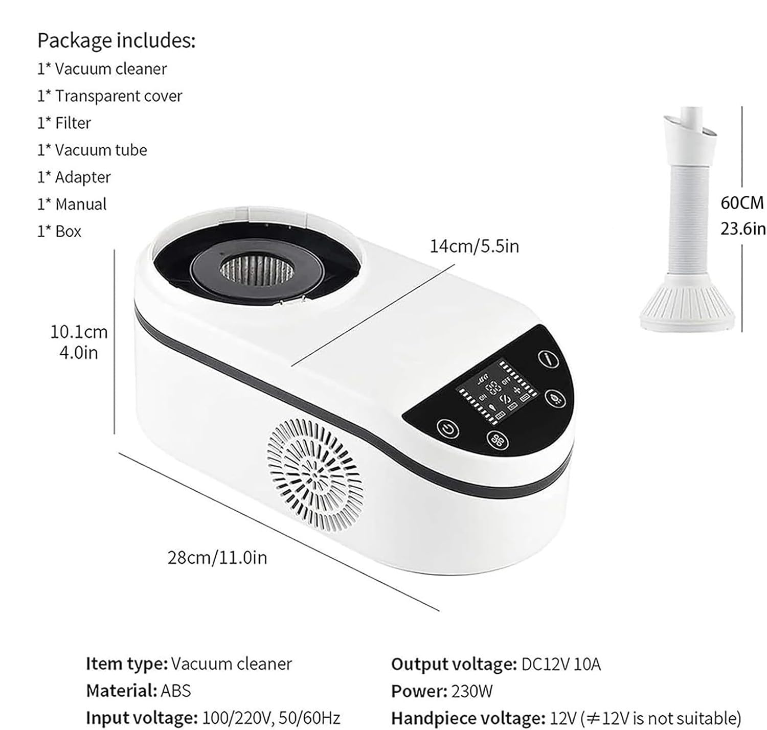 Aspirapolvere Dentale Da Tavolo Professionale,Aspiratore Da Banco Per Lucidatura Dentale,Aspiratore Per Polvere Con Design A LED/Tubo Di Aspirazione Per Laboratorio Odontotecnico,Aiuti Dentali