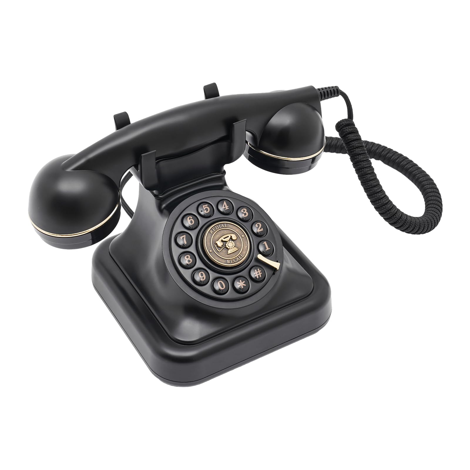 Retro-Festnetztelefon Vintage Telefon Klassisches Schnurgebundenes Tischtelefon mit Wählscheibe und Schnur als Nostalgie Festnetztelefon