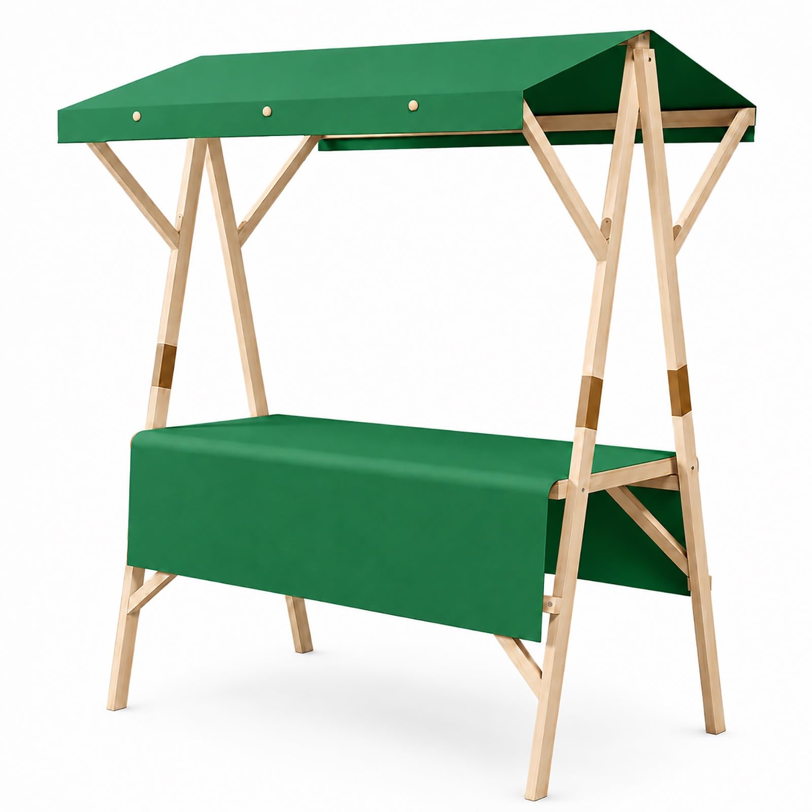SBCWH Portable Market Cart with Canopy, Wooden Farmers Stall Outdoor Food Booth, Foldable Vendor Display Stand with Wheels, 220 lbs Capacity(Green,120x60x200cm)