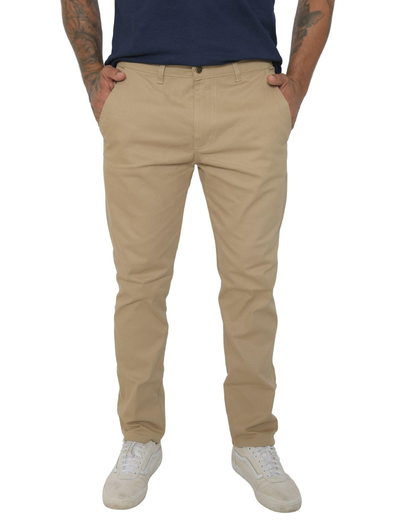 Calça Masculina Sarja Bolso Faca Embutido Lycra Esporte Fino