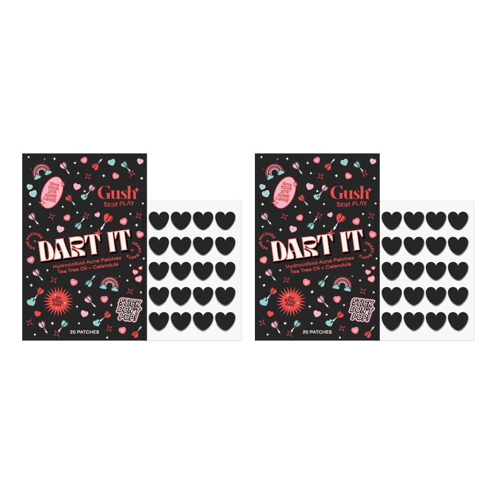 Gush Beauty Acne Pimple Patch | 20 Hydrocolloid Patches with Tea Tree Oil | For Active Surface Acne | Reduces Acne, Pimples & Excess Oil Overnight | (Black Heart, Pack of 2)-image-46