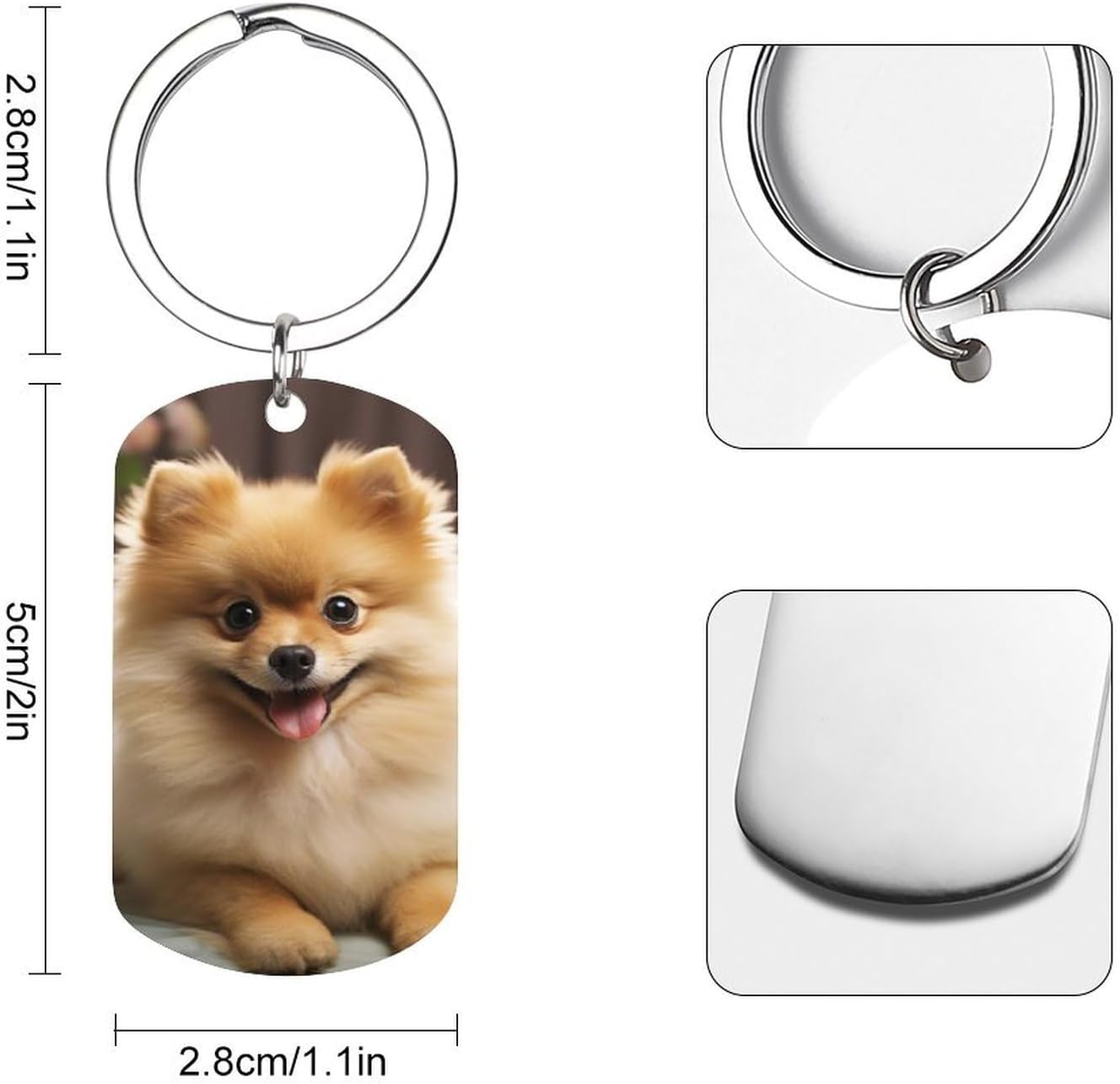 Metal Keychain Cute Pomeranian Dog Printed Car Key Finder Metal Anti-Loss Key Chain Clips And Rings Mom & Son Cool Keychain Christmas Gifts for Mom Mother Birthday Gifts image 2