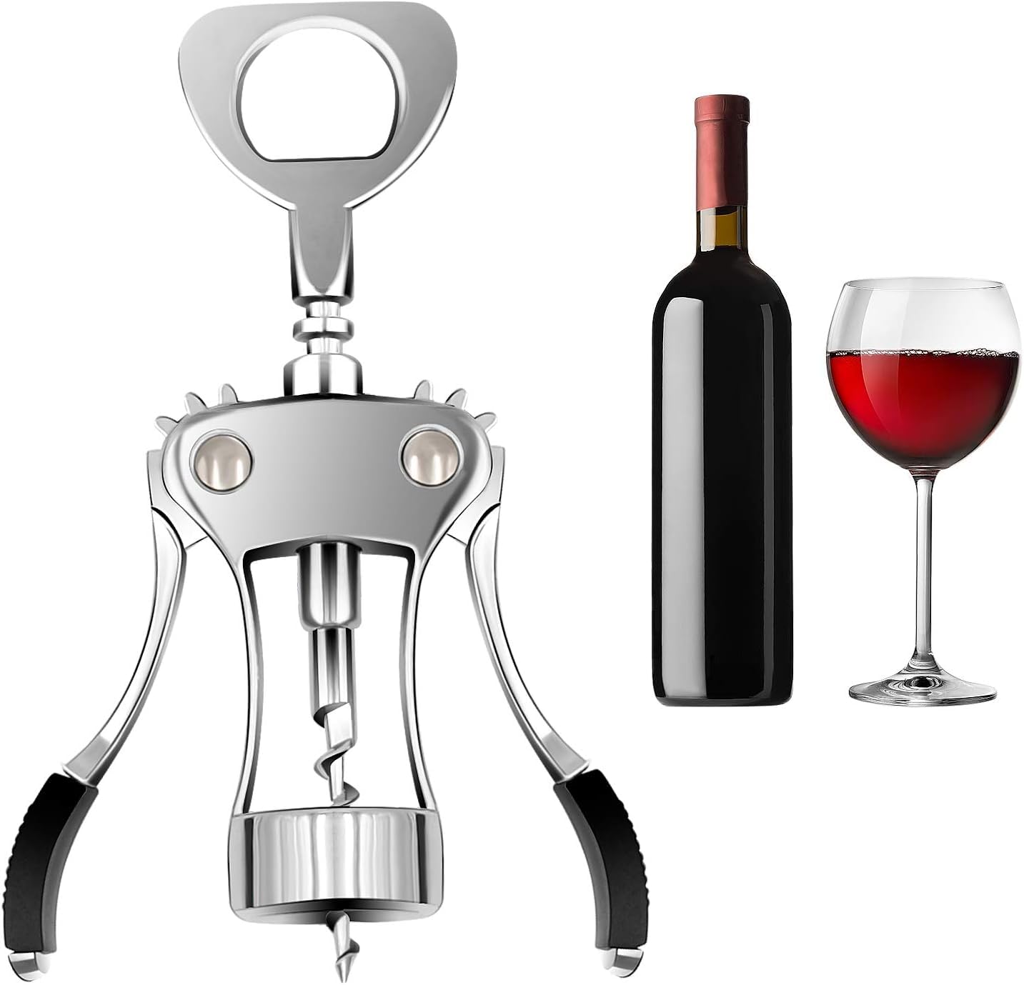 Timber Ktitchen Winged Wine Bottle Opener Corkscrew Beer Bottle Opener | Premium Wing Wine Opener Cork Screw for Home Kitchen Restaurant Bar Waiters Bartenders Multifunctional Easy Use Cork Opener