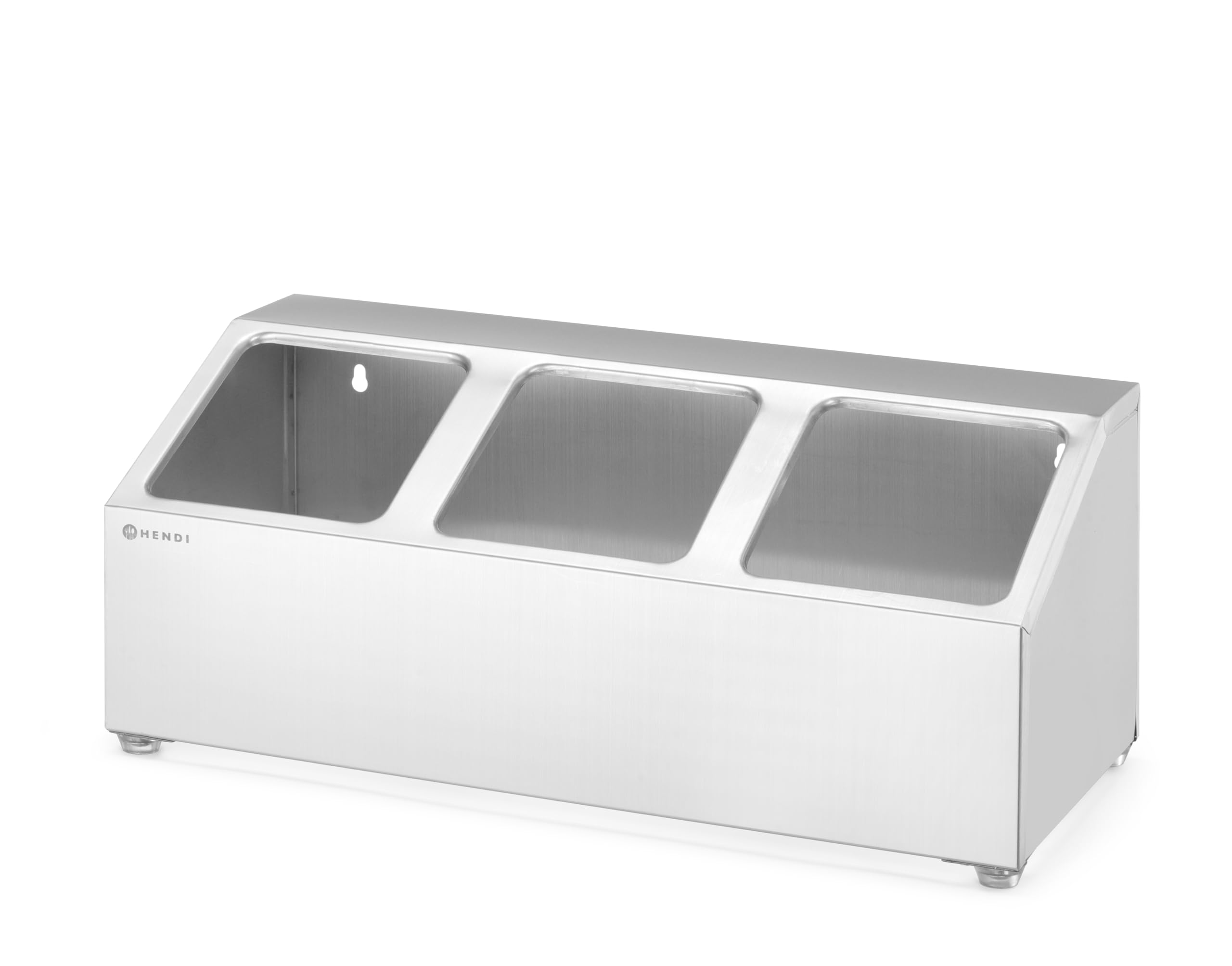 HENDI Soporte para Recipientes Gastronorm, Organizador de Cocina con 3 Compartimentos (3x GN 1/6), Antideslizante y Montaje en Pared, 512x245x(H)215mm, Acero Inoxidable