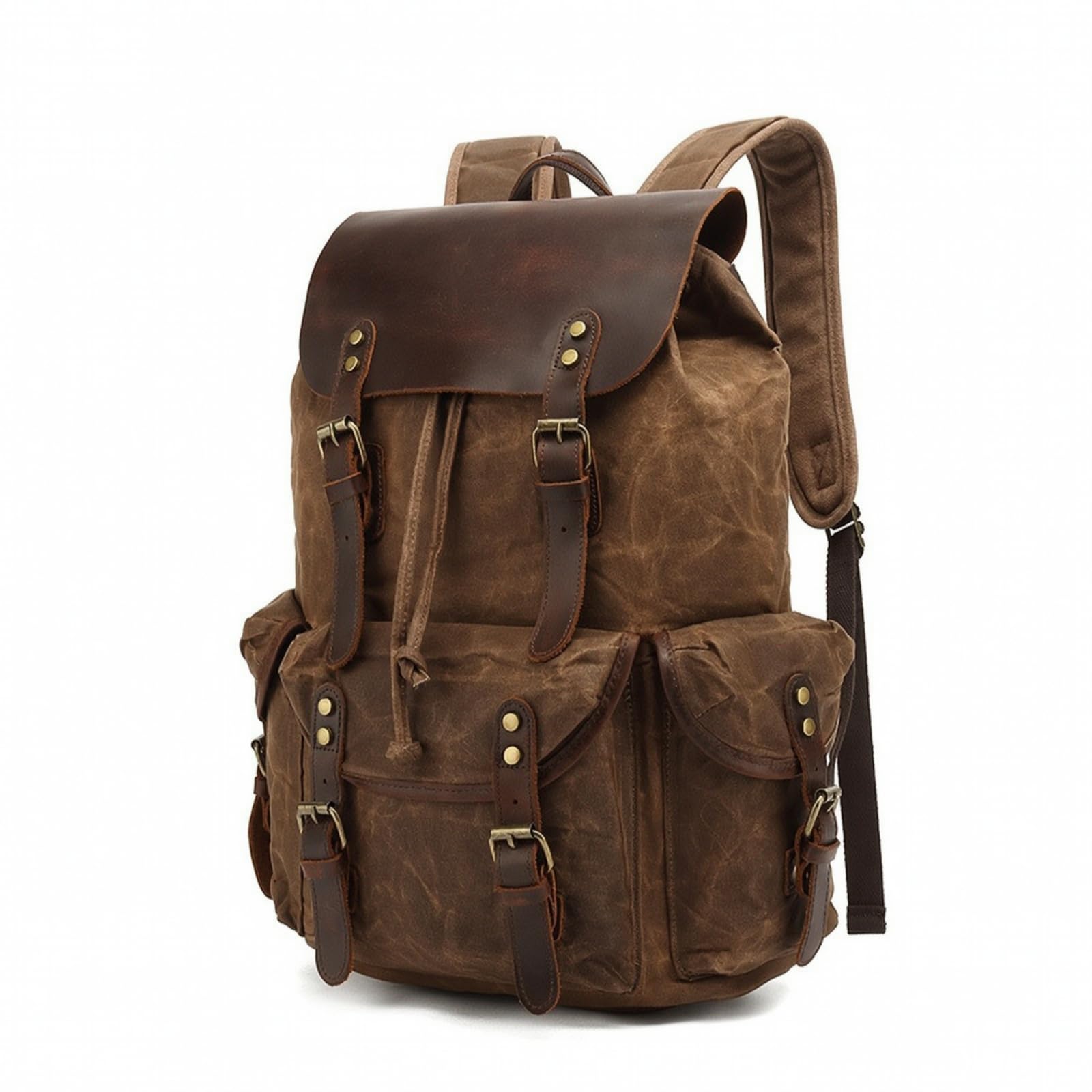 Gralara Zaino in Tela Cerata Casual Zaino Vintage Borsa per Viaggi Brevi, Array, Caffè