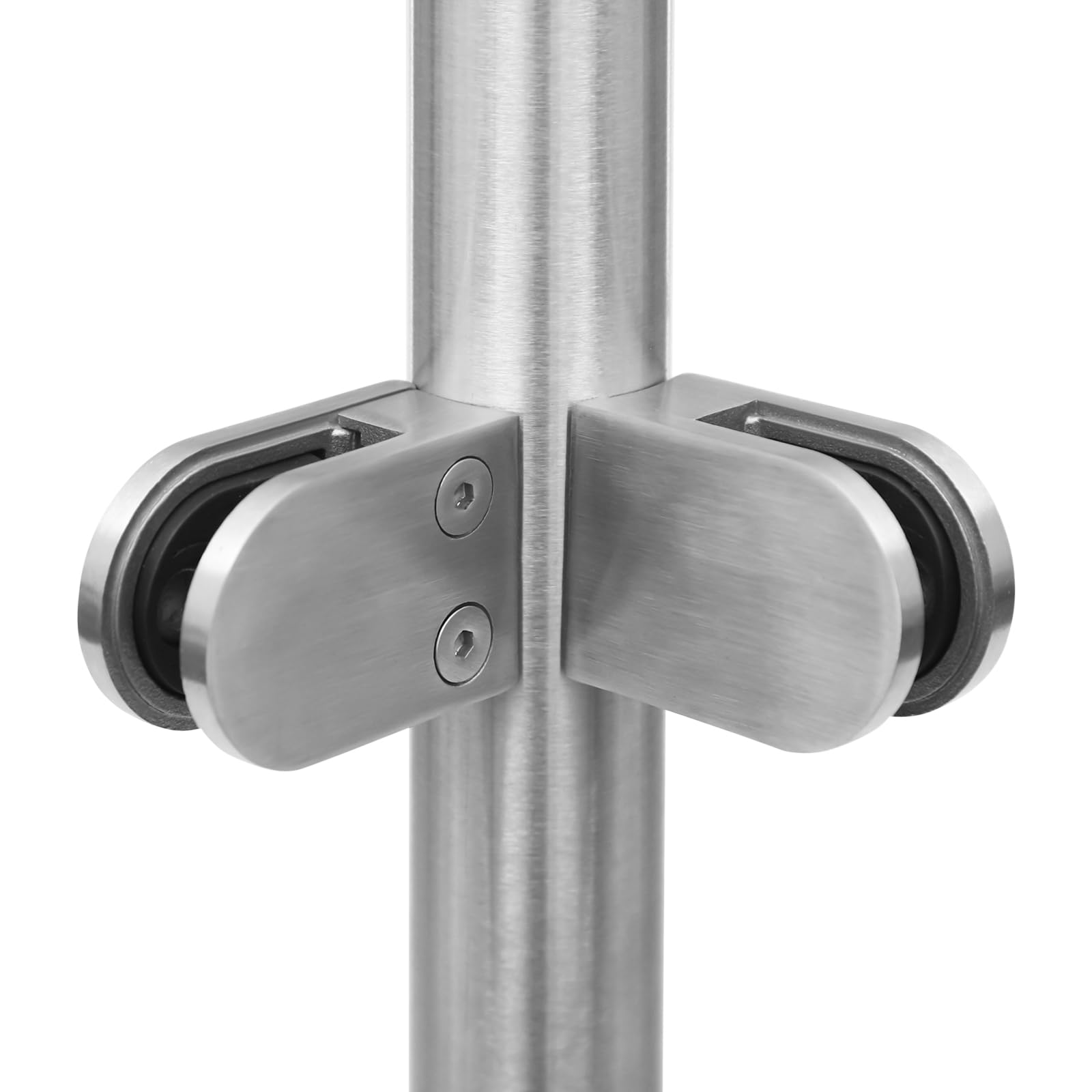 Glass Railing Standoff, Glass Balustrade Upright For Stairs/External Decking/Courtyard/Villa, Glass Banister System Stainless Steel, Silver (Color : Corner Post, Size : 115cm/45.5in