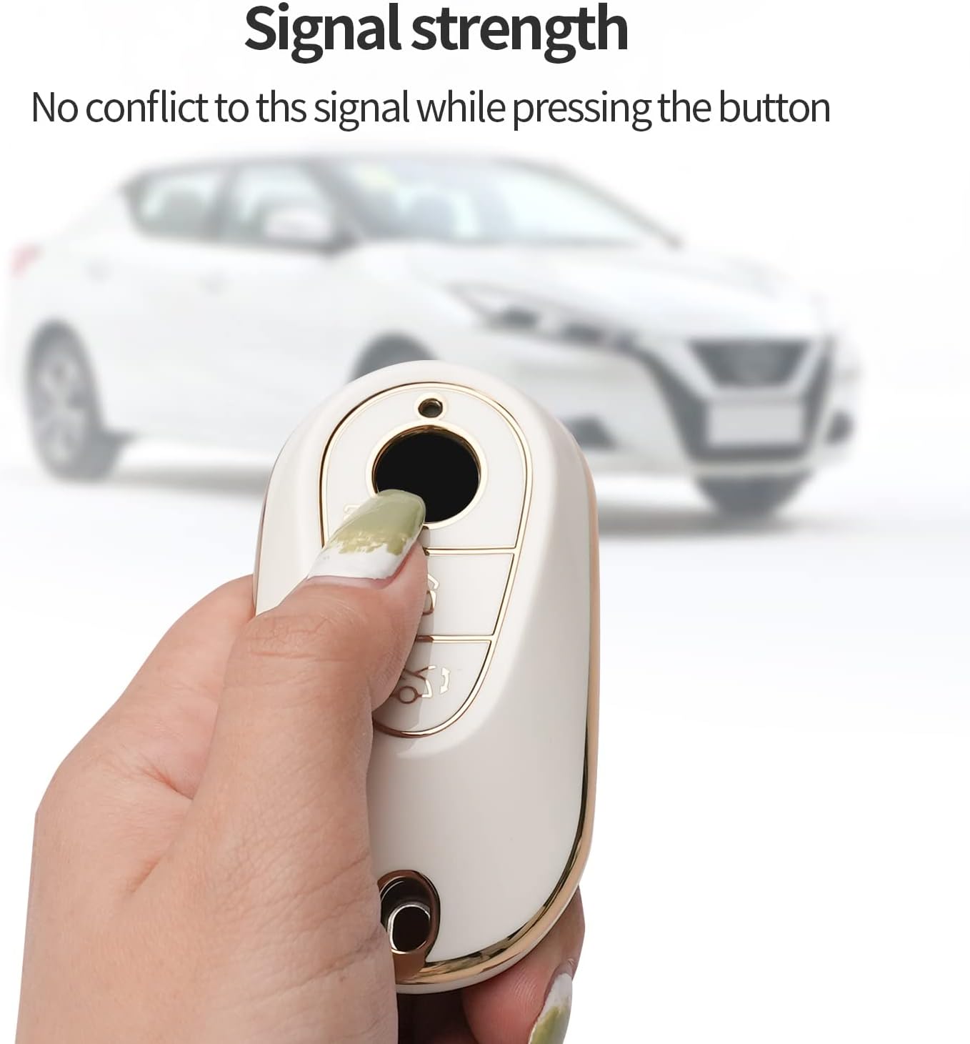 for Mercedes Benz Key Fob Cover Keychain Fit for,2020-2025 Mercedes Benz S-Class G-Class E-Class,Smart Key Shell Case (Lvory White) image 4