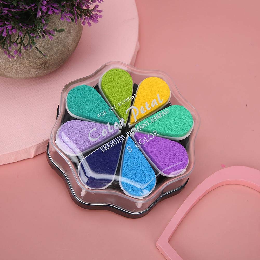 Ink Pad, 8 Colors Petal Shape Stamps Ink Pad for Scrapbook Schedule Book DIY Craft Painting Accessories, Spring Plants - Image 4