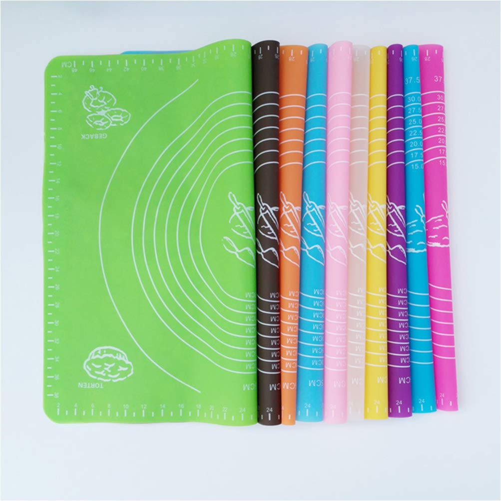 Kichvoe 2 Stück Große Silikon Backmatte 50x40cm mit Zentraler Maßskala Antihaftbeschichtet und Rutschfest zum Ausrollen von Teig für Pizza und Pasta