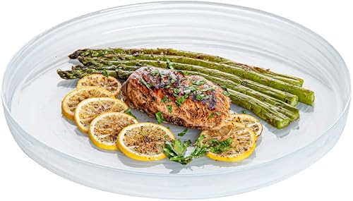 Restaurantware -Vetri - Plato de vidrio de 12.99 x 12.99 x 1.37 pulgadas, 1 plato único duradero - Patrón de remolino, lavavajillas, vajilla de